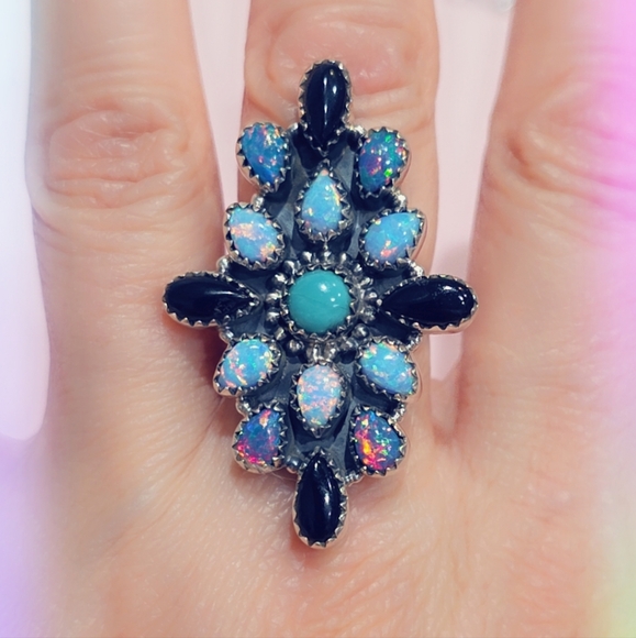 Multi Stone Sterling Gemstone Ring